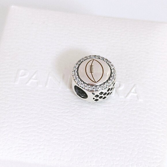 Pandora Engravable Football Charm Bead S925 Silver with box - Picture 4 of 9